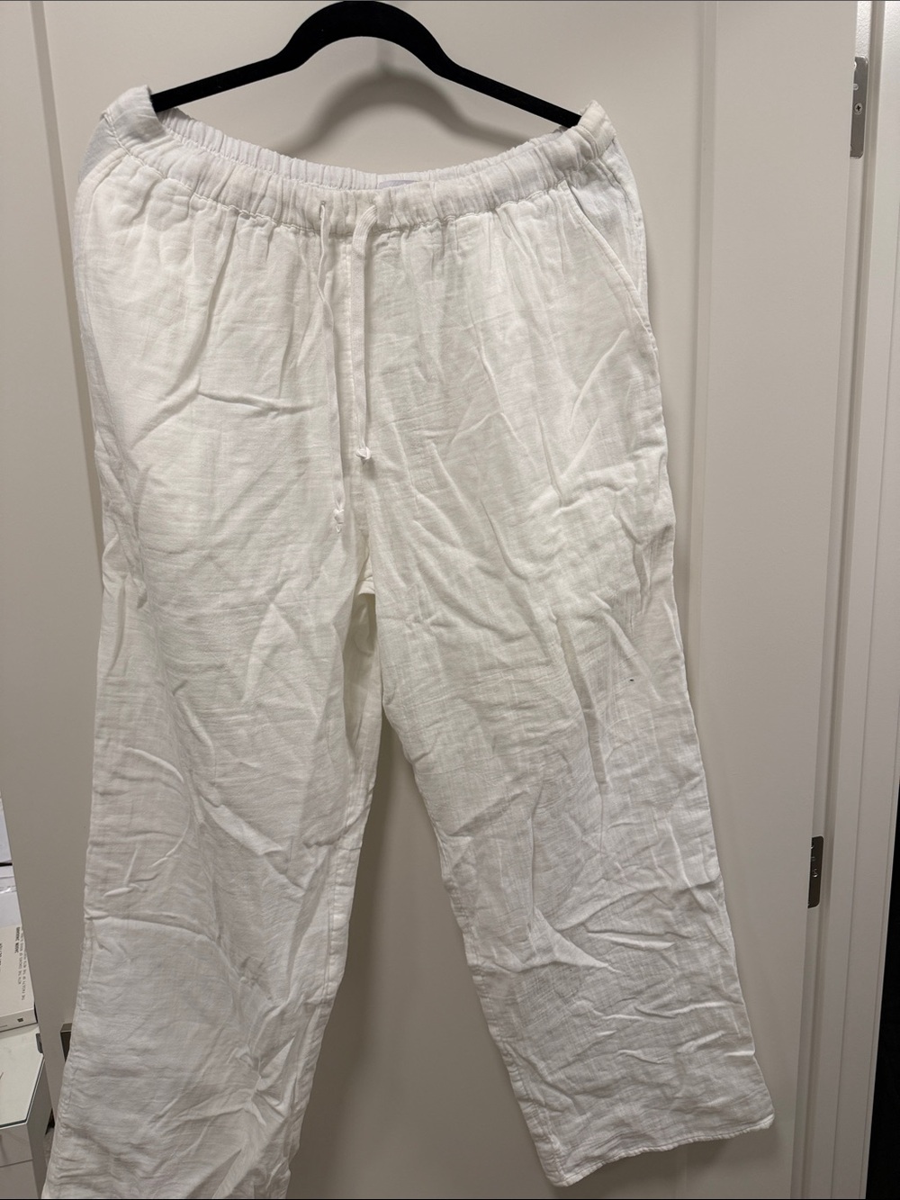 Little Moon White Cotton Drawstring pants